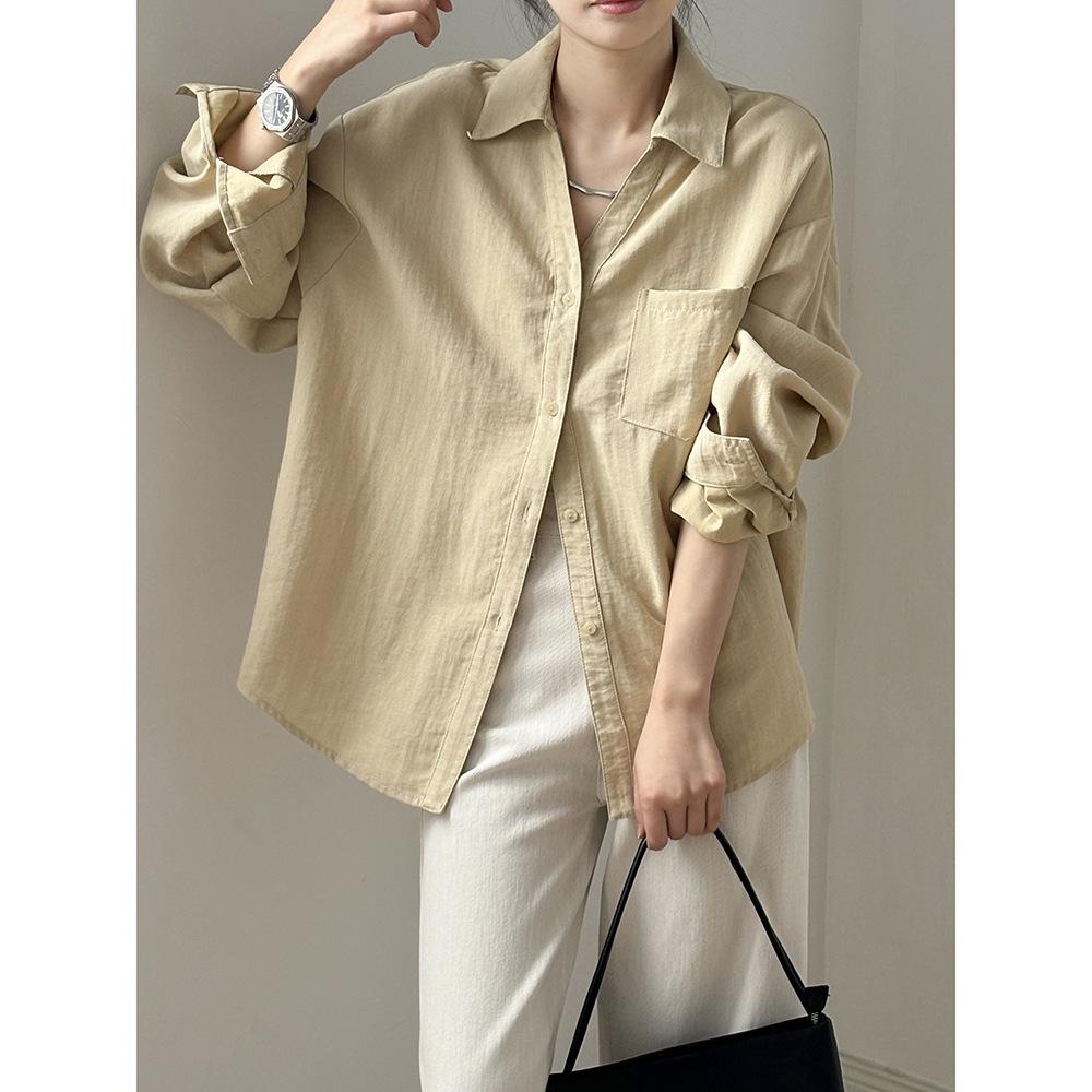 貓町選品🐯台灣現貨【Y82209】實拍韓國高單亞麻混紡天絲棉襯衫-細節圖6