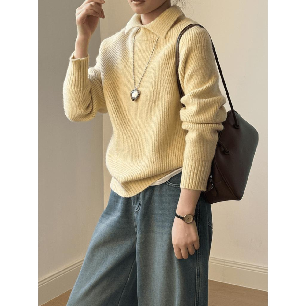 貓町選品🐯台灣現貨【YP2437】實拍復古高翻領個性針織毛衣-細節圖3