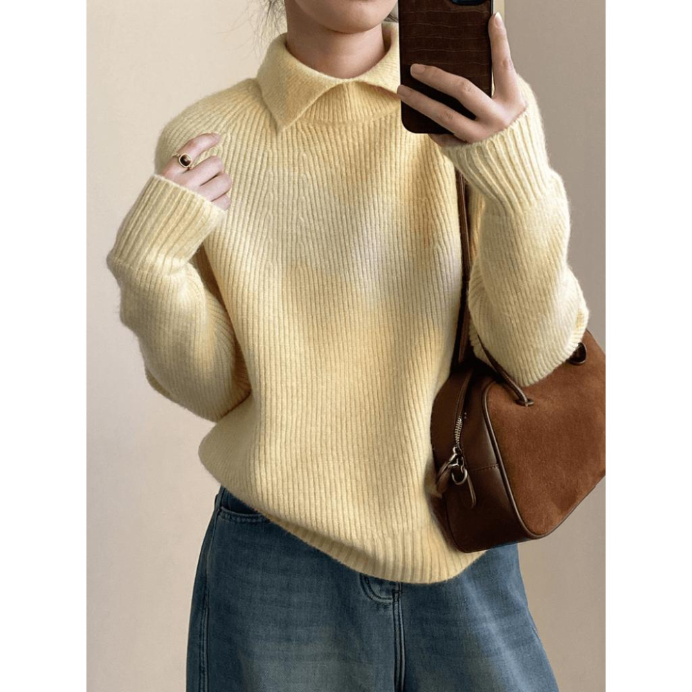 貓町選品🐯台灣現貨【YP2437】實拍復古高翻領個性針織毛衣-細節圖8