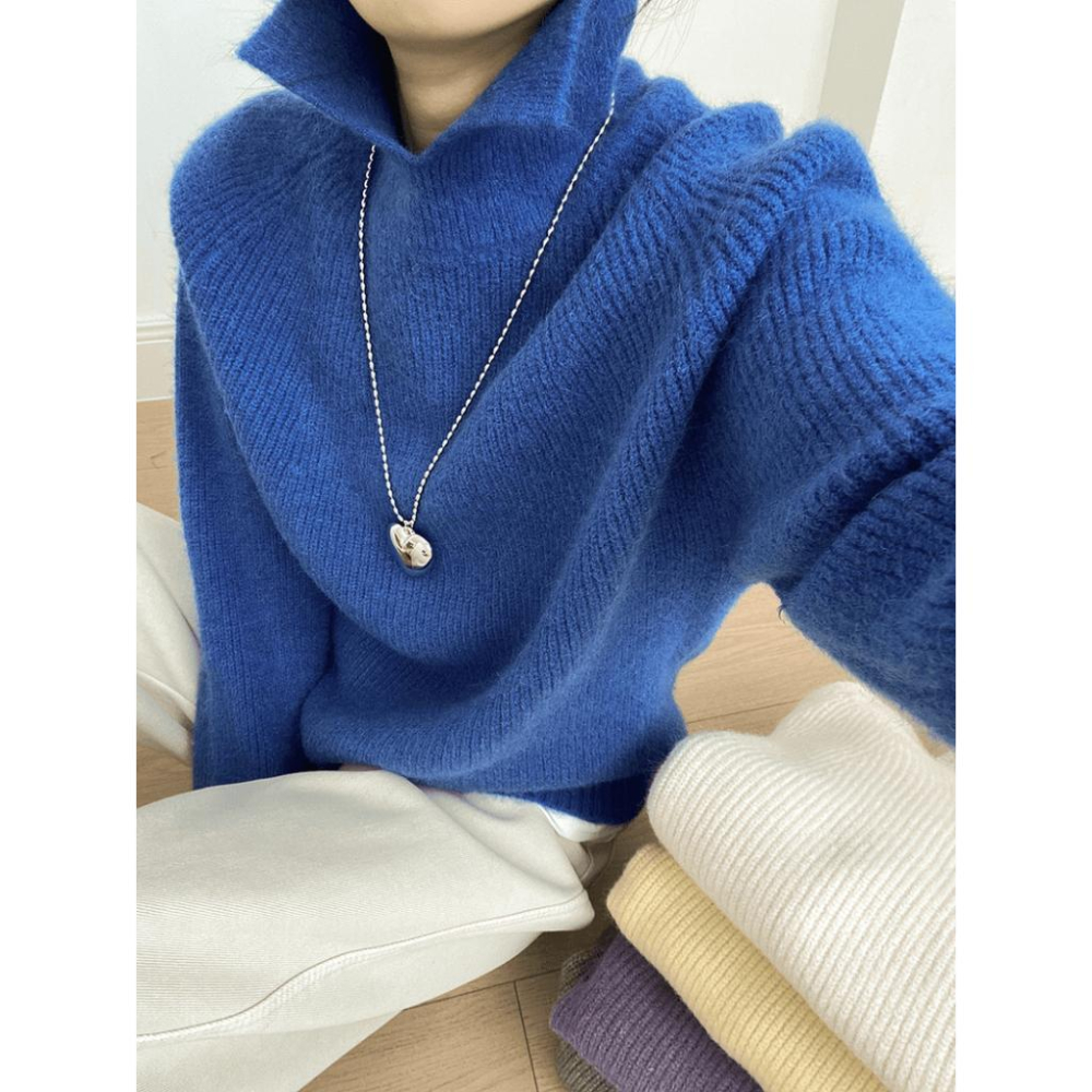貓町選品🐯台灣現貨【YP2437】實拍復古高翻領個性針織毛衣-細節圖9