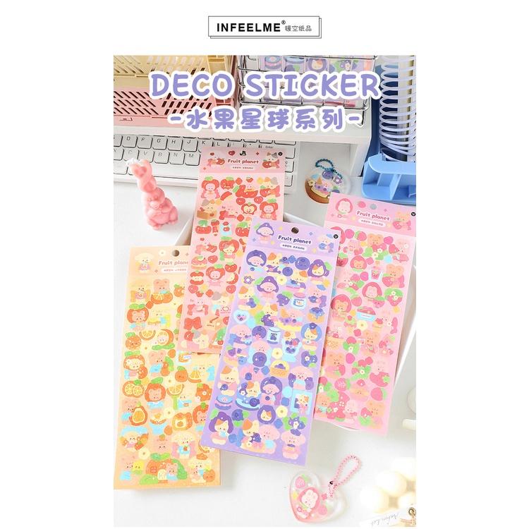 貓町選品🐯現貨 Infeelme水果星球 閃膜手帳咕卡 圓盤 裝飾貼紙 手帳素材貼紙-細節圖2