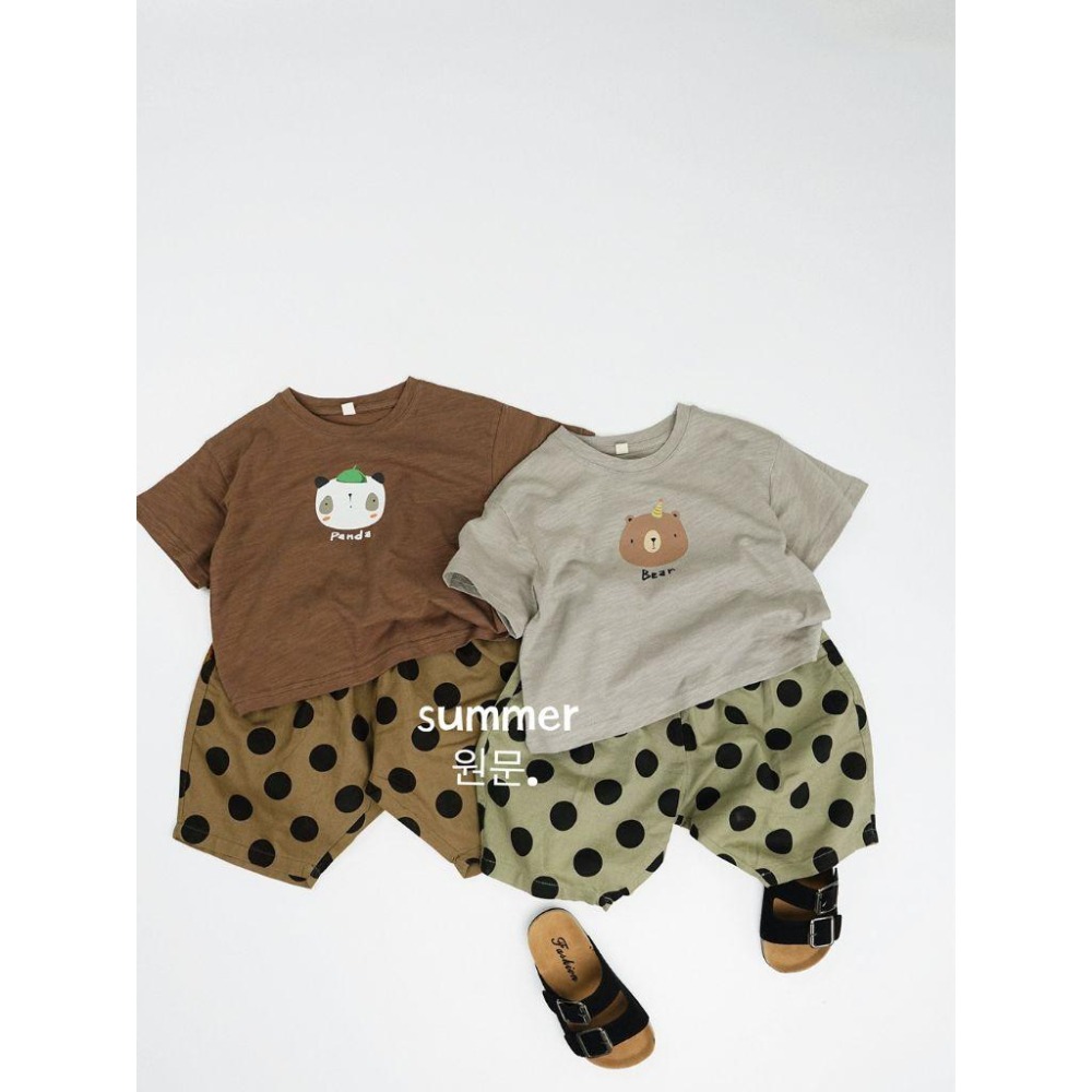 貓町選品🐯110台灣現貨【童趣動物短袖】夏季純棉韓版卡通T恤｜小熊小獅子小熊貓｜中性簡約風上衣｜男女童百搭短T-細節圖4