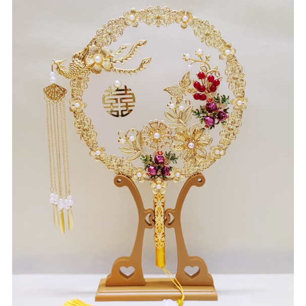 金喜花好月圓紅珠花