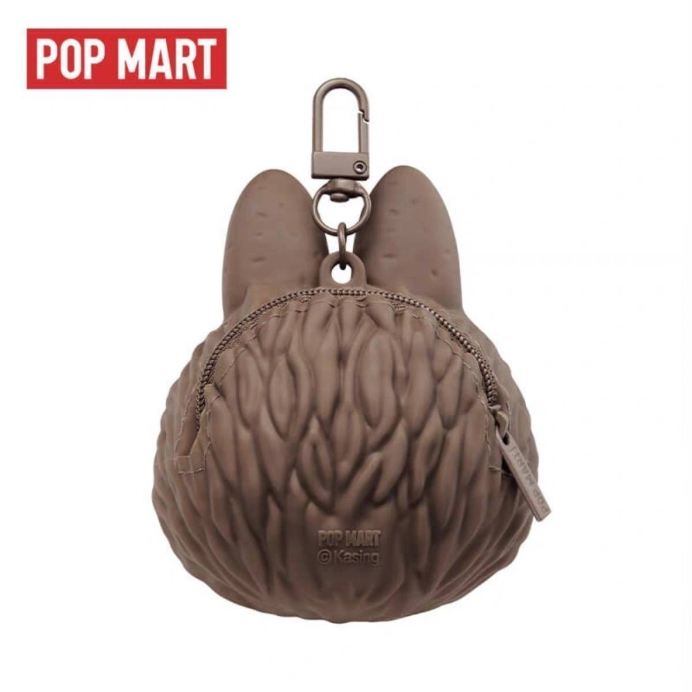 【輕鬆購精品百貨】POP MART 泡泡瑪特 LABUBU Originals 棕色硅膠耳機包 掛件 零錢包 收納包-細節圖3