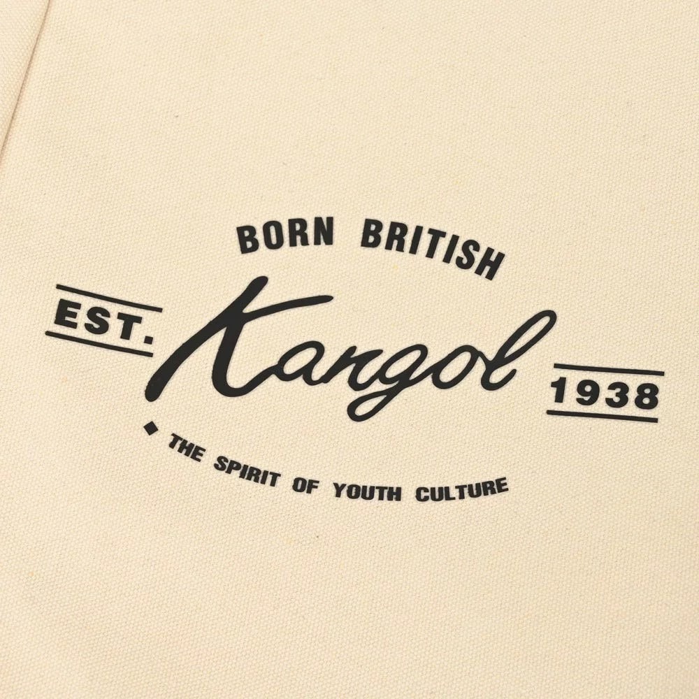 【輕鬆購精品百貨】KANGOL 草寫帆布托特包 米白色-細節圖4