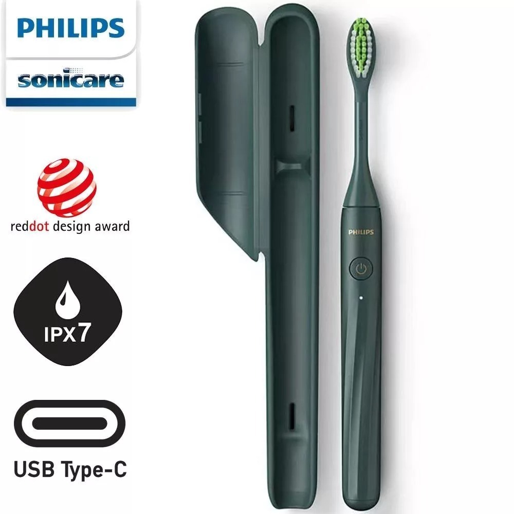 PHILIPS 飛利浦One by Sonicare攜帶式旅行盒電動牙刷 HY1200 綠/白色消毒槍-SK800-細節圖2