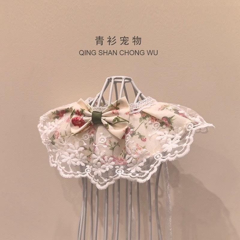 #現貨快速出貨【青衫寵物】原創 ◆ 夢幻白色花邊蕾絲口水巾、領巾寵物貓咪狗狗頸部裝飾衣服圍脖-細節圖3