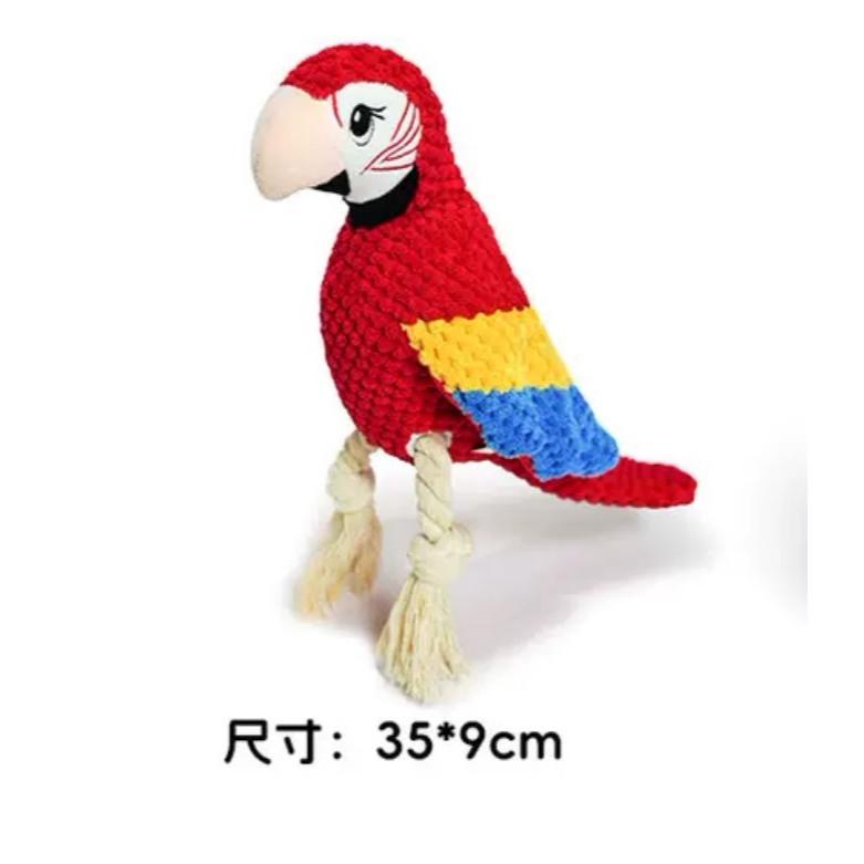 現貨 寵物玩具新款寵物用品玩偶毛絨鸚鵡款狗狗喜愛繩結玩具-細節圖5