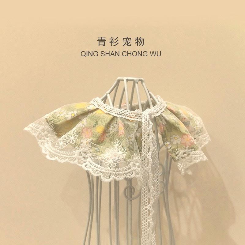 #現貨快速出貨【青衫寵物】原創 ◆ 小兔子綠色花邊蕾絲口水巾、領巾寵物貓咪狗狗頸部裝飾衣服圍脖-細節圖4