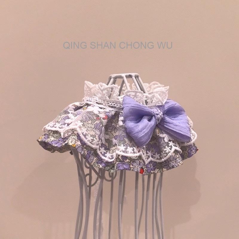 #現貨快速出貨【青衫寵物】原創 ◆ 蝴蝶結紫色花邊蕾絲口水巾、領巾寵物貓咪狗狗頸部裝飾衣服圍脖-細節圖2