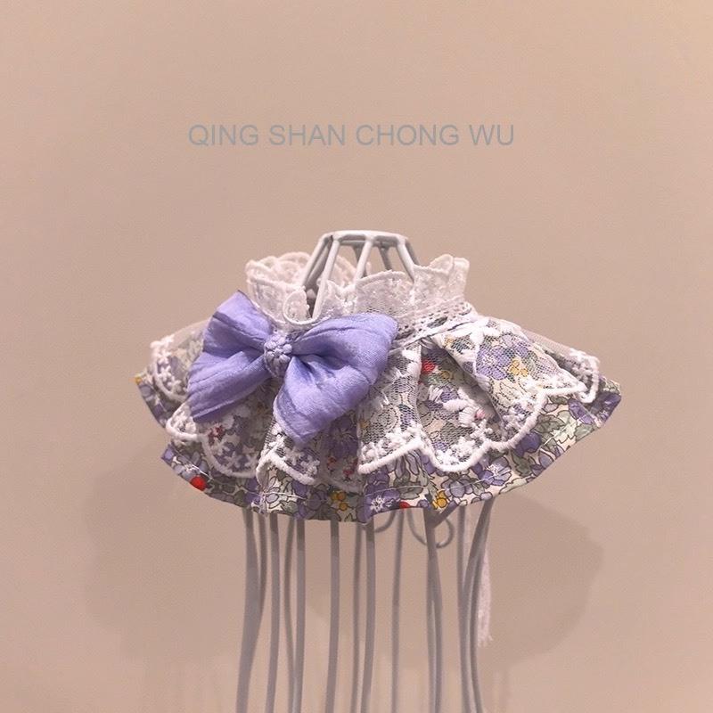 #現貨快速出貨【青衫寵物】原創 ◆ 蝴蝶結紫色花邊蕾絲口水巾、領巾寵物貓咪狗狗頸部裝飾衣服圍脖-細節圖3