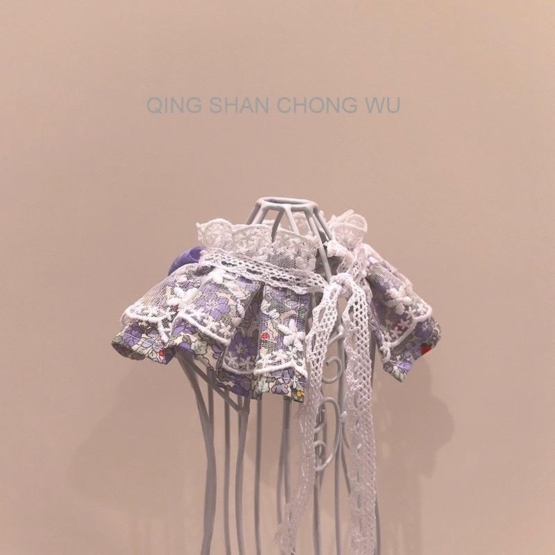 #現貨快速出貨【青衫寵物】原創 ◆ 蝴蝶結紫色花邊蕾絲口水巾、領巾寵物貓咪狗狗頸部裝飾衣服圍脖-細節圖4