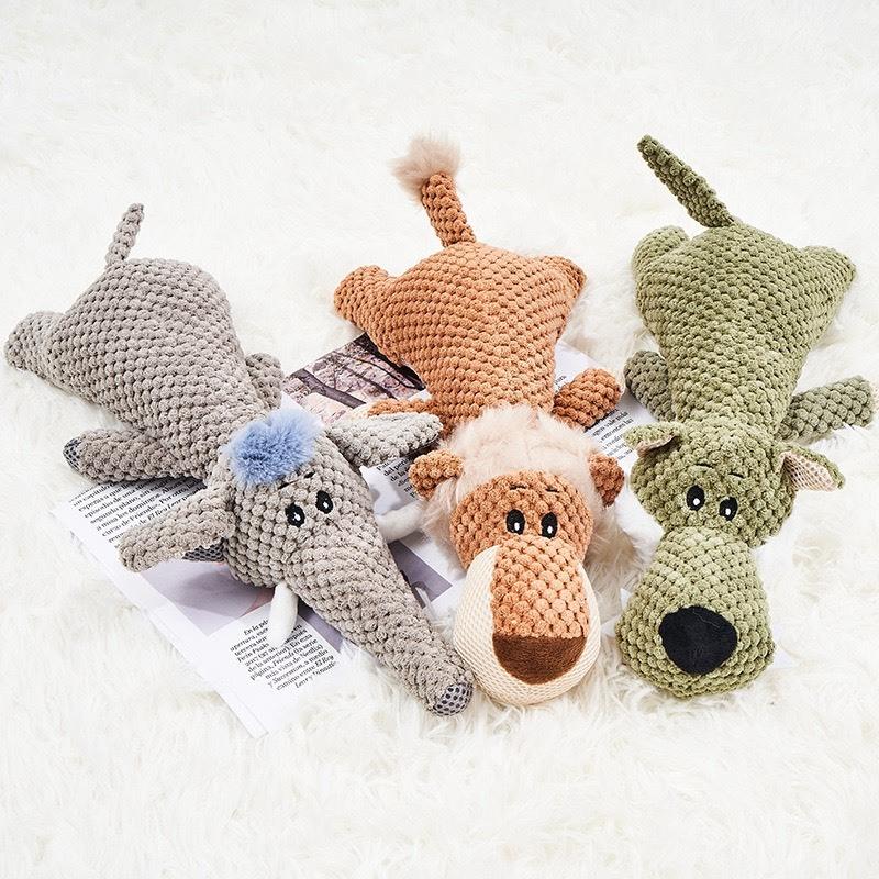 現貨新款寵物用品狗狗玩具耐咬毛绒具米絨玩具發聲玩具獅子、大象、狼卡通寵物玩具-細節圖3