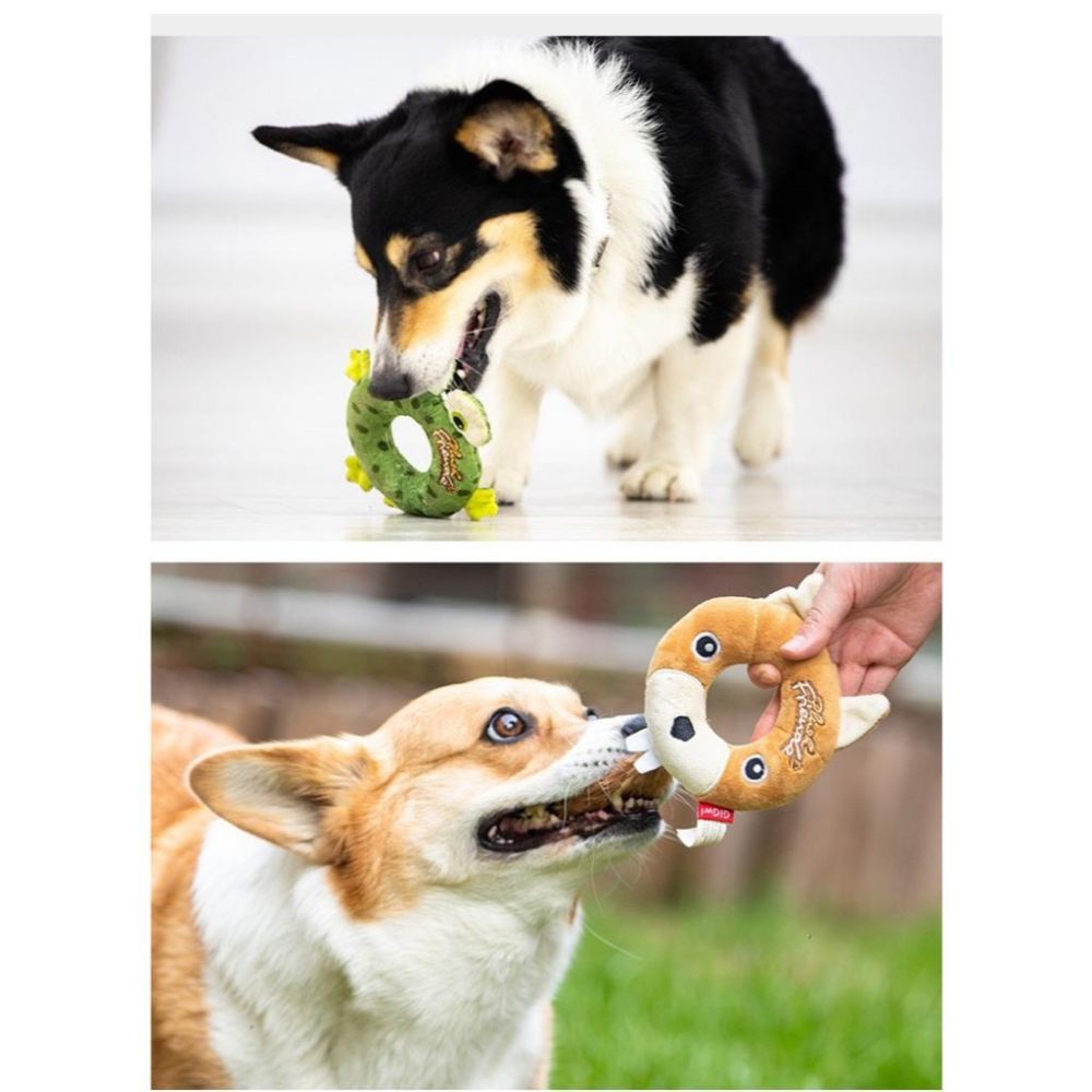 現貨 寵物玩具 貴為GiGwi甜甜圈狗狗玩具毛绒橡膠玩具發聲仿真磨牙耐咬小狗幼犬玩具-細節圖3
