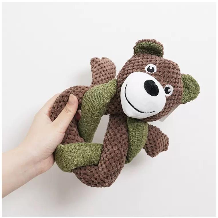 現貨 狗狗玩具發聲玩具自嗨解悶磨牙耐咬兔毛绒中型犬大型犬玩具陪伴玩偶兔子樹懶小熊青蛙造型可愛玩具-細節圖3