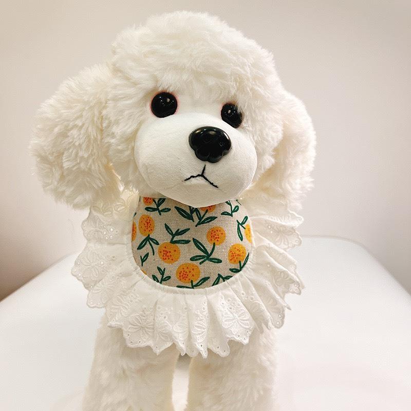 現貨 新款 寵物領巾口水巾貓咪狗狗圍脖頸部裝飾田園風彩色花朵樹葉可愛日蕾絲領巾-細節圖2