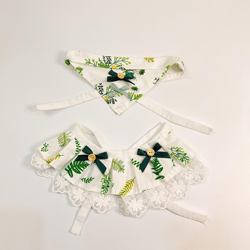 現貨 新款 寵物領巾口水巾貓咪狗狗圍脖頸部裝飾可愛綠色葉子植物系列領巾-細節圖2