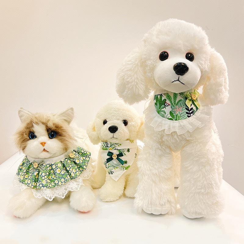 現貨 新款 寵物領巾口水巾貓咪狗狗圍脖頸部裝飾可愛綠色葉子植物系列領巾-細節圖4