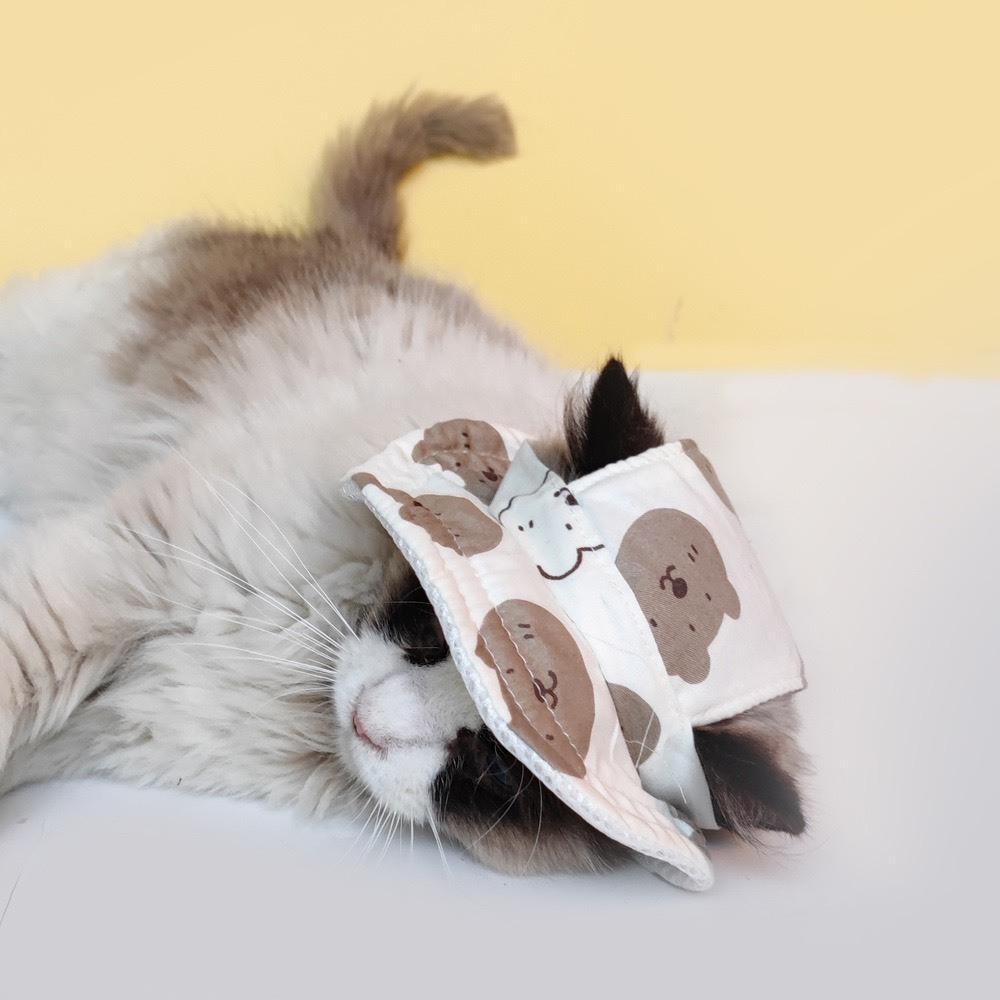 現貨 夏季猫狗帽子寵物頭套外出防曬帽子狗狗貓貓漁夫帽透氣防曬遮陽帽可調節鬆緊度不卡耳朵-細節圖2