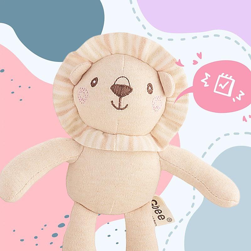 現貨 Gbee有機棉安撫陪睡玩具寵物玩具嬰兒玩具發聲玩具中小型犬玩具小兔子小獅子小熊小象玩具-細節圖3