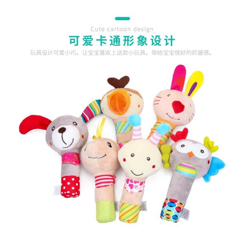 現貨 可愛動物手搖鈴玩具 毛絨公仔玩具 寵物玩具 嬰兒玩具 安撫陪伴玩具 中小型犬玩具-細節圖3