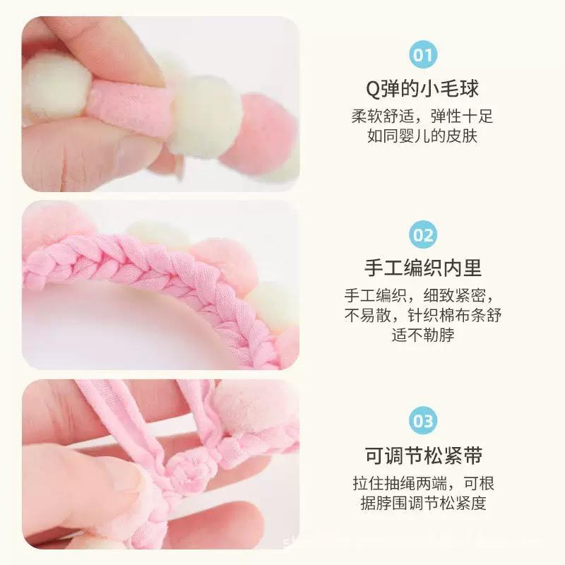 現貨 寵物毛絨項圈 唯美脖圍狗狗貓貓頸部裝飾 可愛毛絨+毛球手工編織-細節圖4