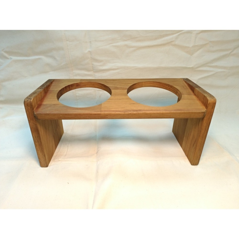 (枂木坊)緬甸柚木寵物碗架餐桌-高雄自家工廠手工製作-歐斯蒙護木油-可聊聊訂製高度及碗口數-(含陶瓷碗)-貓&小型犬適用-細節圖5