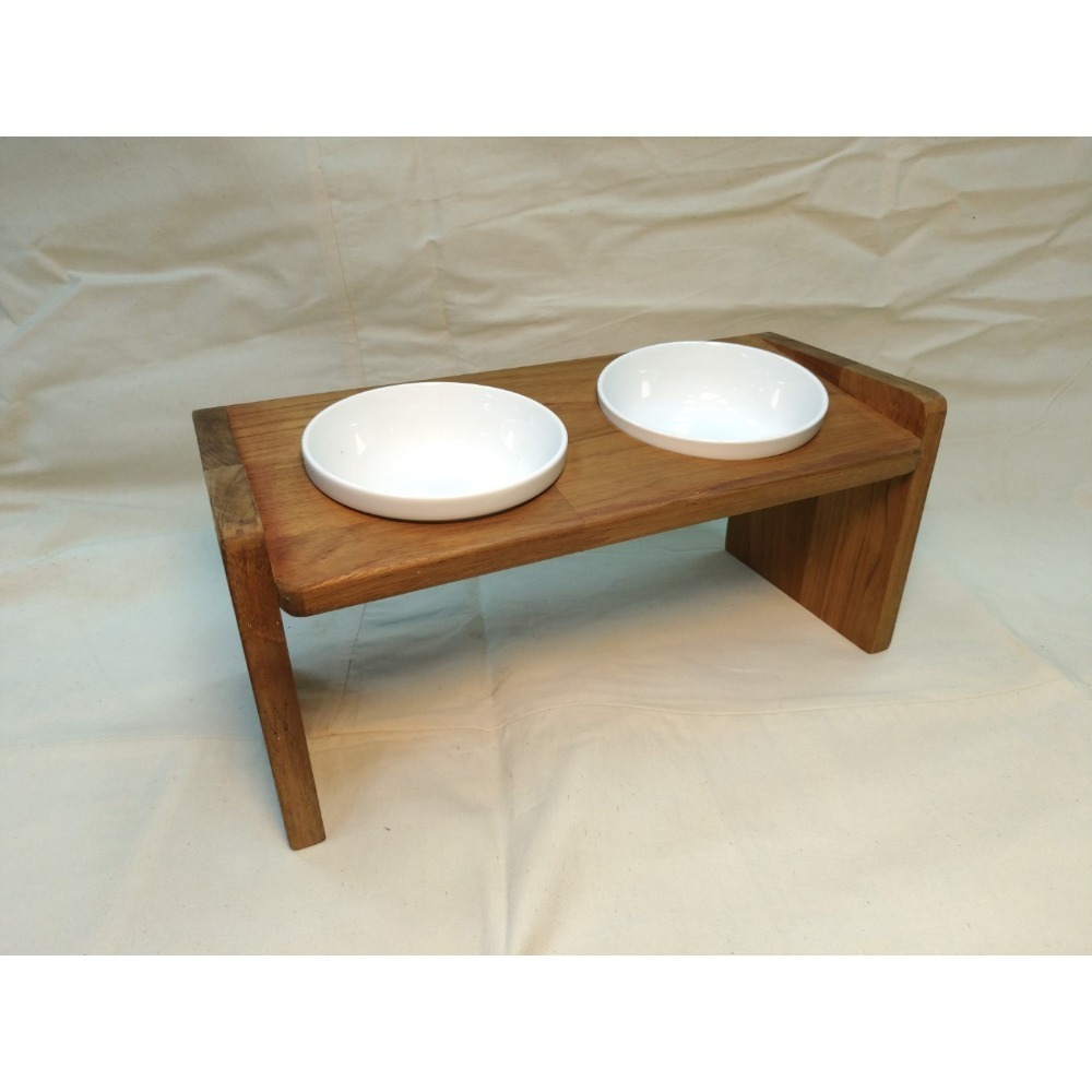 (枂木坊)緬甸柚木寵物碗架餐桌-高雄自家工廠手工製作-歐斯蒙護木油-可聊聊訂製高度及碗口數-(含陶瓷碗)-貓&小型犬適用-規格圖8