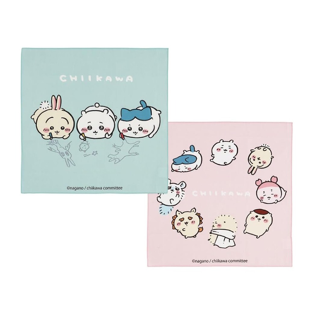 現貨- 日本Skater 吉伊卡哇方巾2入 便當巾 包巾 包袱布 Chiikawa 小可愛 小八貓 兔子 日本製-細節圖2