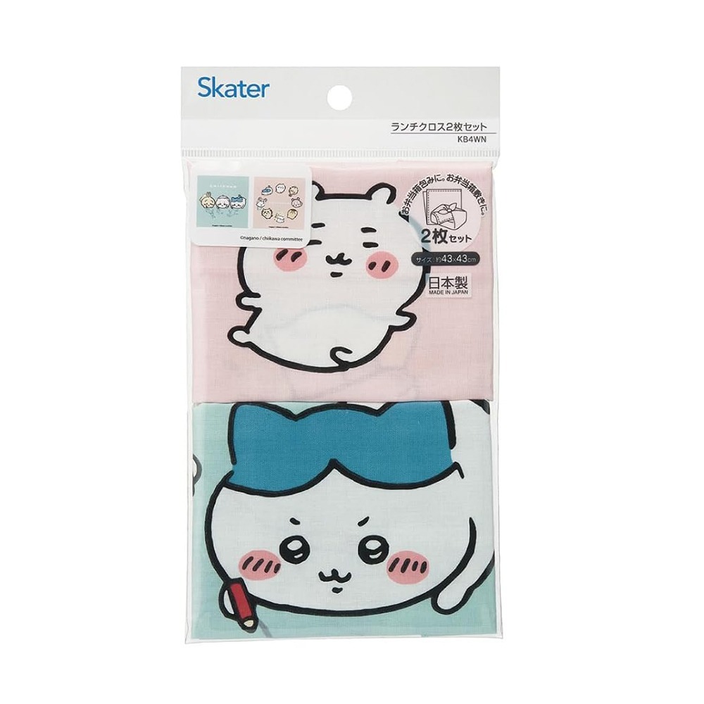 現貨- 日本Skater 吉伊卡哇方巾2入 便當巾 包巾 包袱布 Chiikawa 小可愛 小八貓 兔子 日本製-細節圖3
