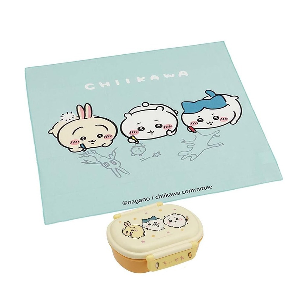 現貨- 日本Skater 吉伊卡哇方巾2入 便當巾 包巾 包袱布 Chiikawa 小可愛 小八貓 兔子 日本製-細節圖4