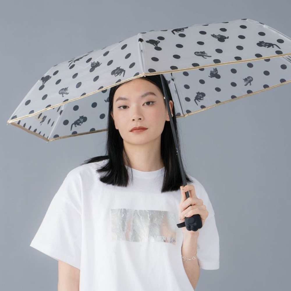 現貨- 日本 Wpc. x 沖昌之 貓咪點點肉球摺疊傘 肉球傘柄 雨傘 折傘 透明 雨具 防水收納套-細節圖5