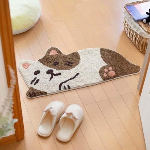 現貨-日本TOMO 慵懶動物腳踏墊 地墊 踏墊 地毯 樹懶 柴犬 貓咪 狗狗 療癒 日本居家-細節圖4