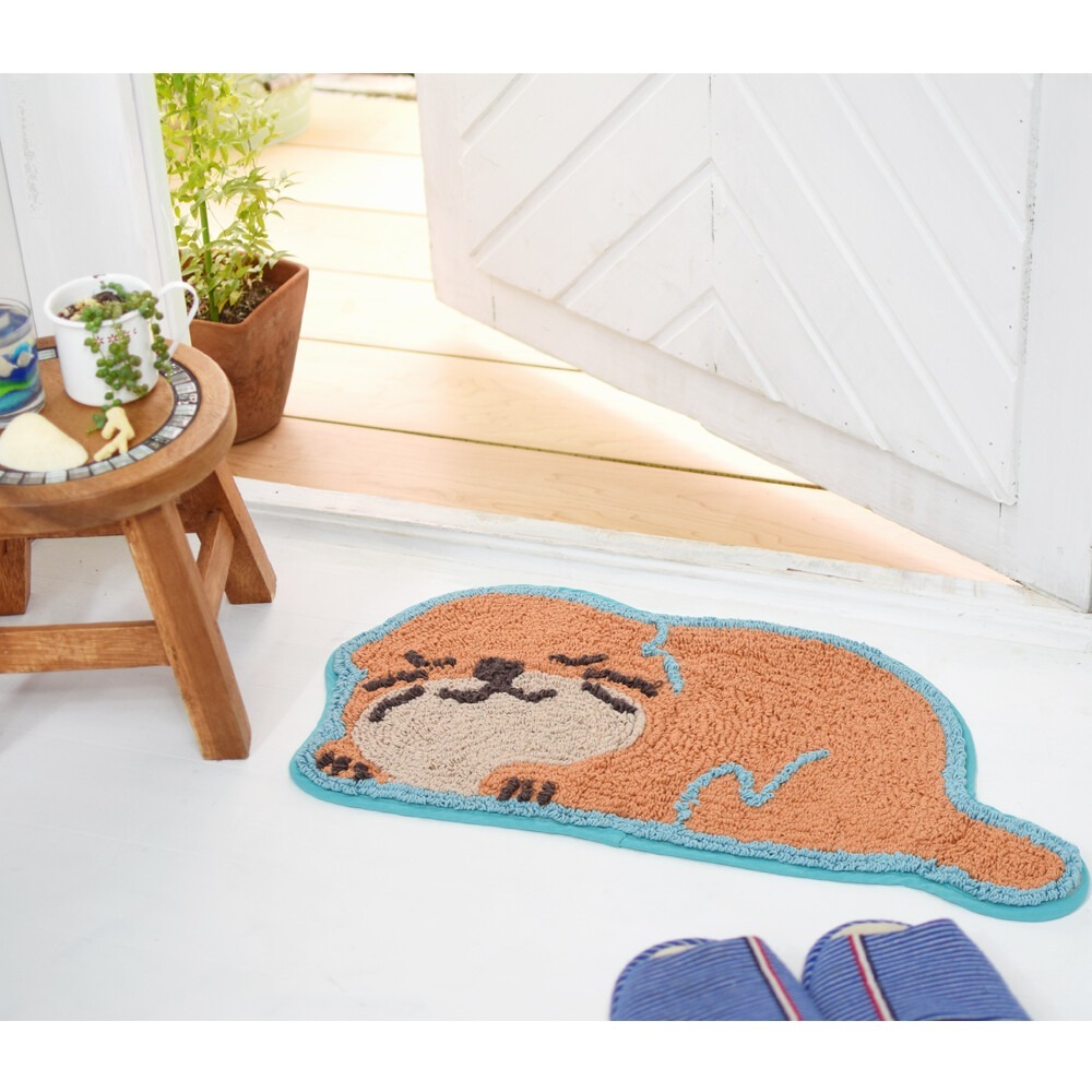 現貨-日本TOMO 睡姿動物腳踏墊 地墊 踏墊 地毯 企鵝 海獺 海豹 水獺 療癒 日本居家-細節圖2