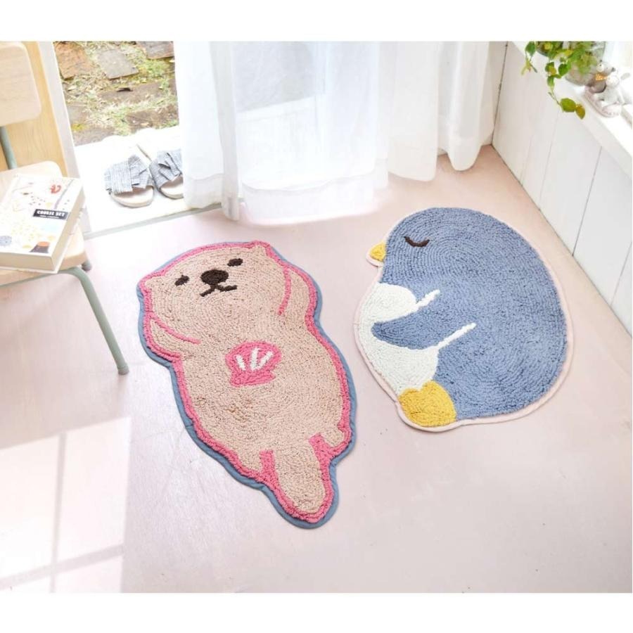 現貨-日本TOMO 睡姿動物腳踏墊 地墊 踏墊 地毯 企鵝 海獺 海豹 水獺 療癒 日本居家-細節圖6