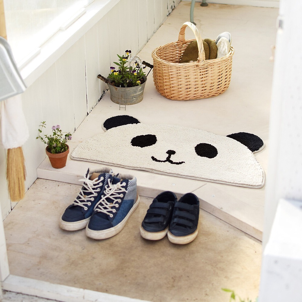 現貨-日本TOMO 半圓形動物玄關墊 腳踏墊 地墊 踏墊 地毯 熊貓 招財貓 療癒 日本居家-細節圖3