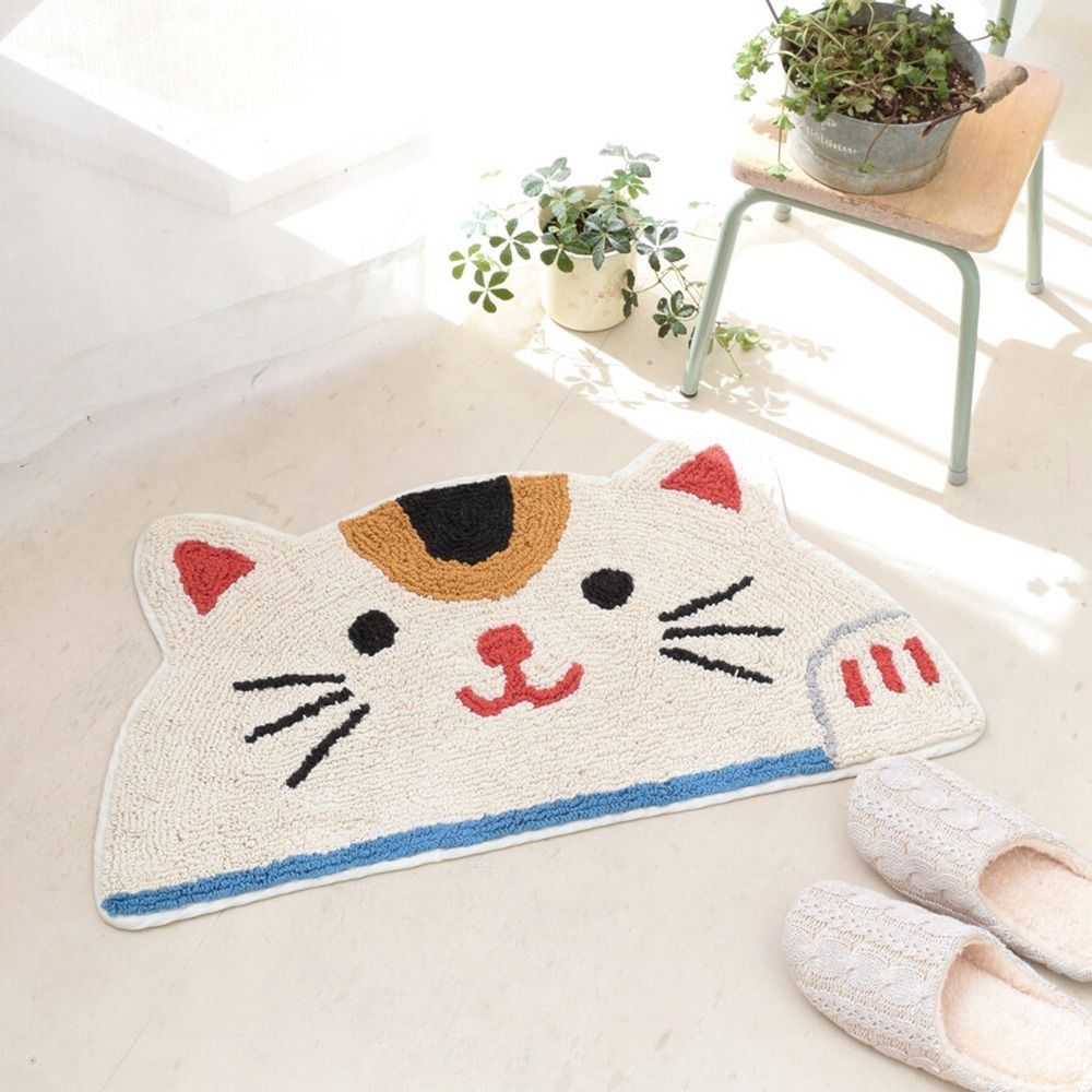 現貨-日本TOMO 半圓形動物玄關墊 腳踏墊 地墊 踏墊 地毯 熊貓 招財貓 療癒 日本居家-細節圖6