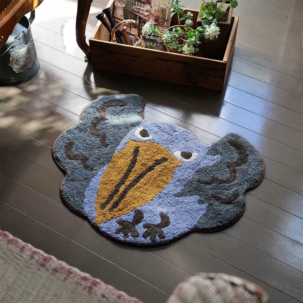 現貨-日本TOMO 飛翔小鳥腳踏墊 地墊 踏墊 地毯 北長尾山雀 鯨頭鸛 鸚鵡 貓頭鷹 療癒 日本居家-細節圖3