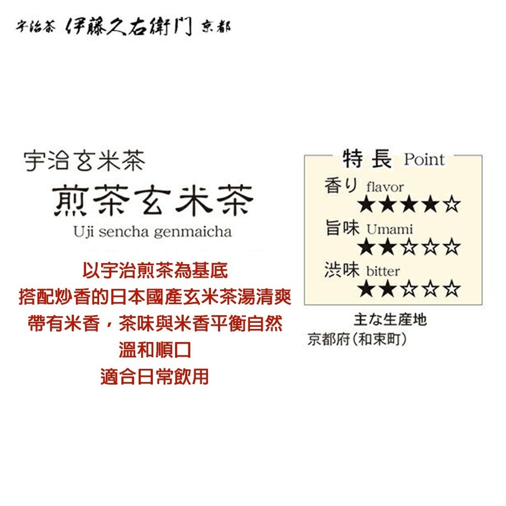 現貨-日本 京都伊藤久右衛門 宇治焙茶 煎茶玄米茶 抹茶玄米茶 都かおり 袋裝-細節圖7