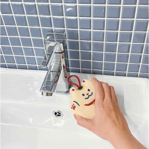 現貨- 日本DECOLE 吉祥物清潔海綿 達摩 富士山 招財貓 洗碗海棉 清潔刷 餐具清洗 去汙 流理台清潔-細節圖3