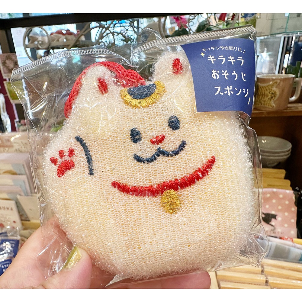 現貨- 日本DECOLE 吉祥物清潔海綿 達摩 富士山 招財貓 洗碗海棉 清潔刷 餐具清洗 去汙 流理台清潔-細節圖4