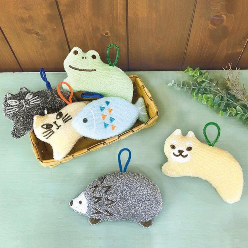 現貨- 日本DECOLE 動物清潔海綿 洗碗海棉 清潔刷 餐具清洗 去汙 流理台清潔-細節圖2