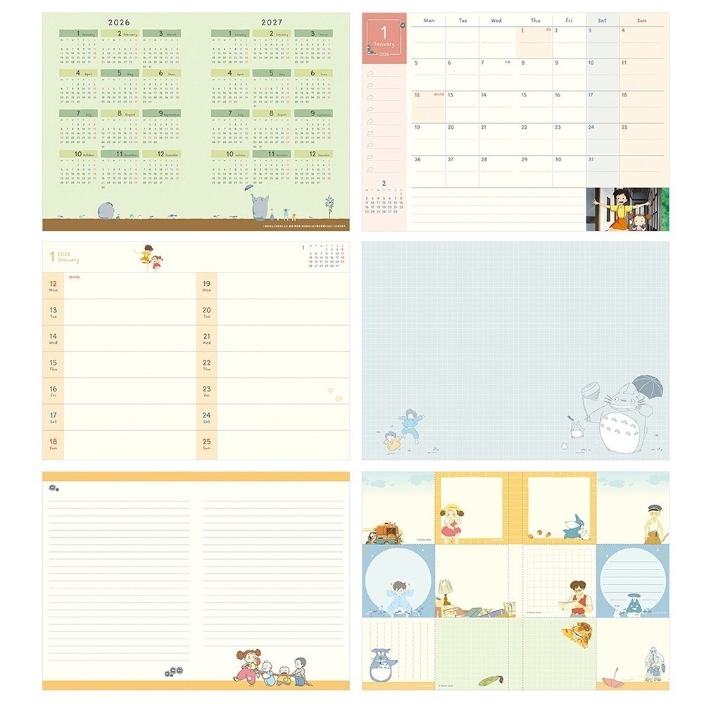 現貨- 日本 吉卜力B6手帳 2026 日誌 月間手帳 行事曆 筆記本 龍貓 魔女宅急便 宮崎駿 日本製-細節圖3