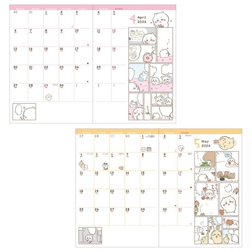 現貨- 日本 吉伊卡哇手帳 2026 A6 B6 日誌 月間手帳 行事曆 筆記本 Chiikawa 日本文具 日本製-細節圖8