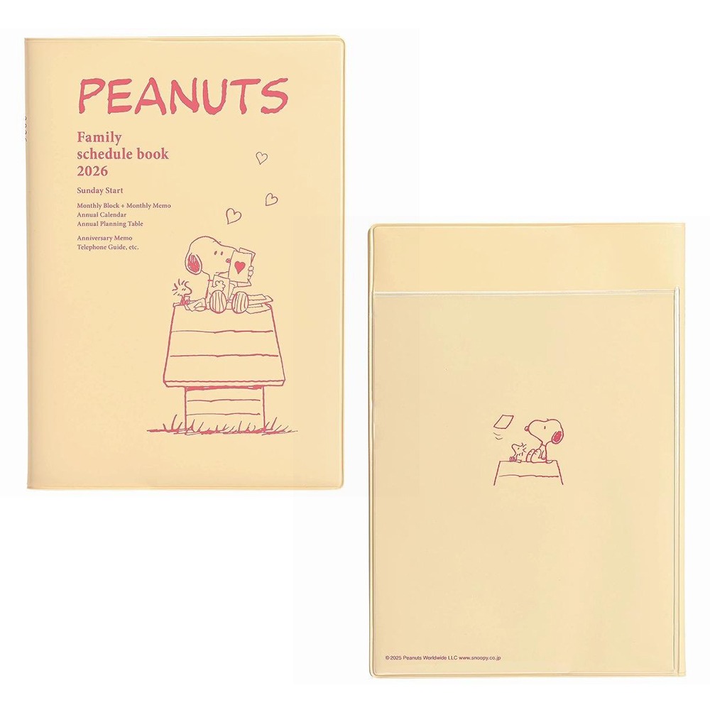 現貨- 日本 史努比B6薄型手帳 2026 日誌 月間手帳 行事曆 筆記本 Peanuts 日本製-細節圖2