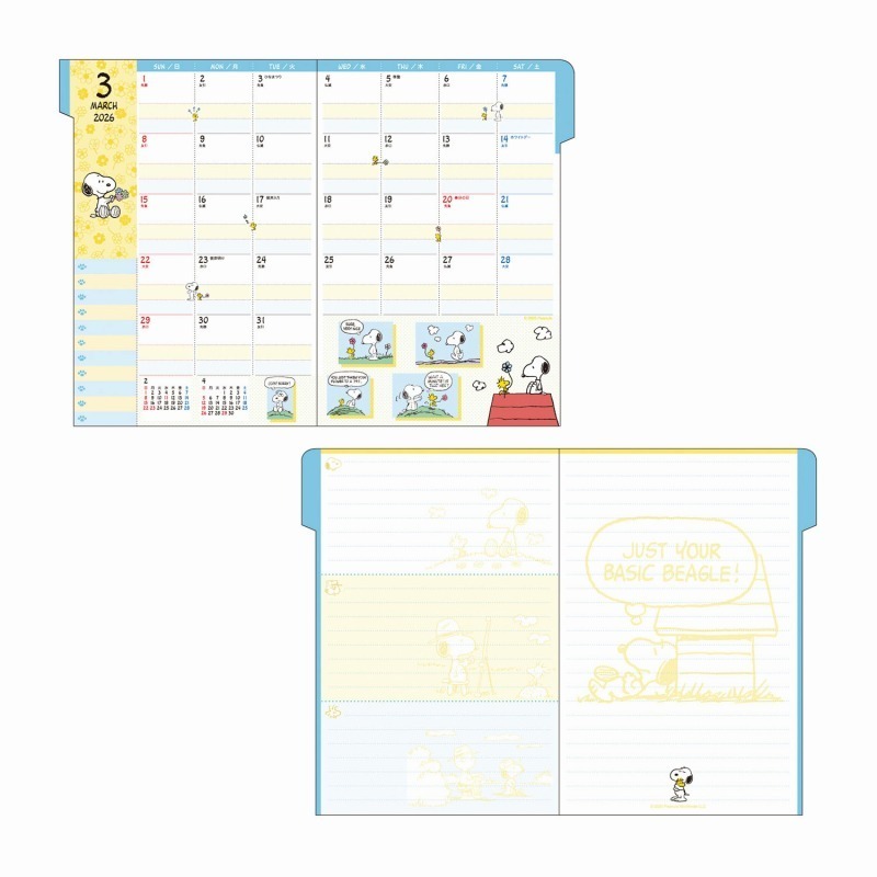 現貨- 日本 史努比B6薄型手帳 2026 日誌 月間手帳 行事曆 筆記本 Peanuts 日本製-細節圖4
