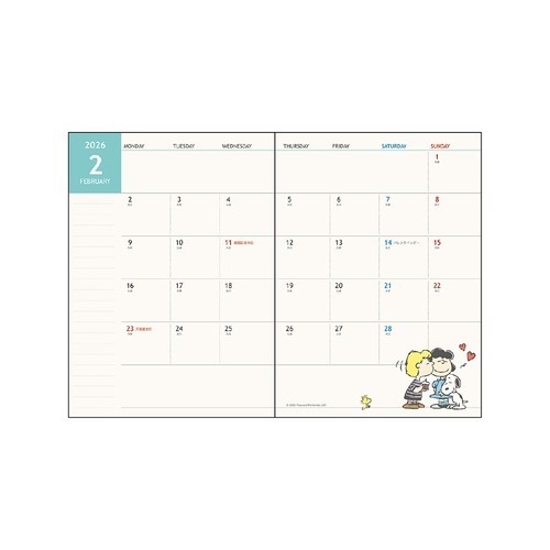 現貨- 日本 史努比手帳 B6 A6  2026 日誌 月間手帳 行事曆 筆記本 Peanuts 日本文具 日本製-細節圖3