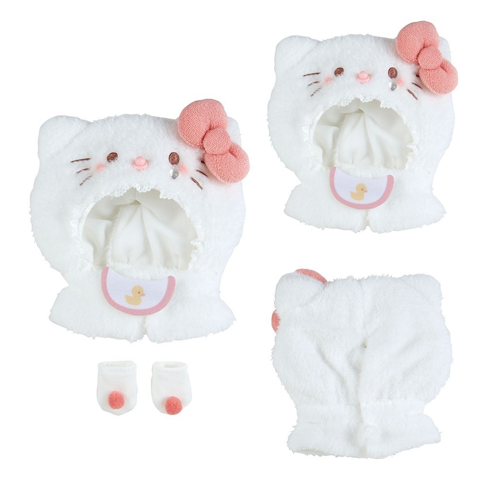 現貨- 日本 三麗鷗絨毛嬰兒娃服 娃衣 披風襪組 Kitty 布丁狗 酷洛米 美樂蒂 帕恰狗 Sanrio-細節圖2