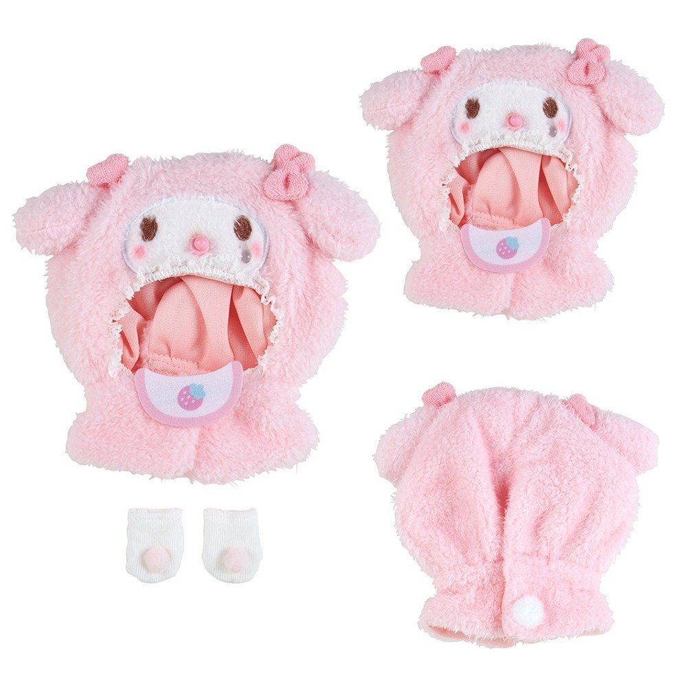 現貨- 日本 三麗鷗絨毛嬰兒娃服 娃衣 披風襪組 Kitty 布丁狗 酷洛米 美樂蒂 帕恰狗 Sanrio-細節圖3