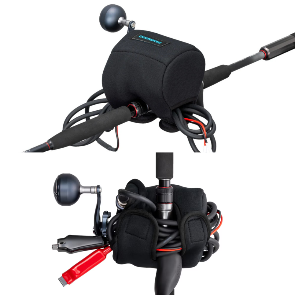 釣之夢~SHIMANO BP-074Y 黑色電動捲線器保護套 雙軸捲線器套 電捲保護套 電捲收納 雙軸捲線器收納-細節圖2